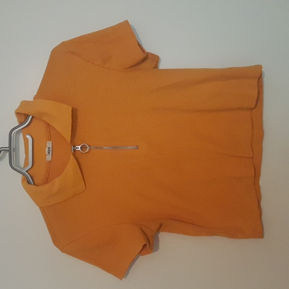 Yellow Arbene Cropped Collared shirt, Size Large